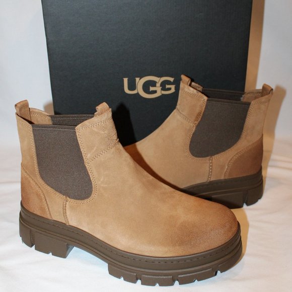NIB UGG MEN'S‎ WATERPROOF SUEDE CHELSEA PULL ON WINTER WORK BOOTS CHESTNUT - Picture 2 of 7